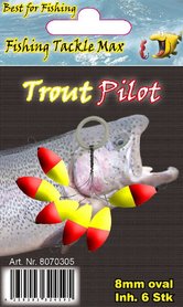 Fishing Tackle Max Trout Pilots Ovaal 8 mm Rood/Geel
