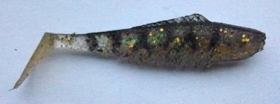 Mikado Shad transparant zwart met gouden glitters